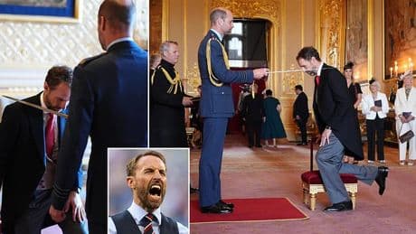 Arise, Sir Gareth! Former England boss Southgate receives knighthood from Prince William at Windsor Castle for services to football after guiding Three Lions to TWO Euros finals