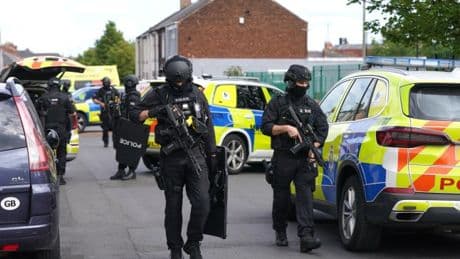 Armed officers swarm street after pack of dogs attacks ‘several people’