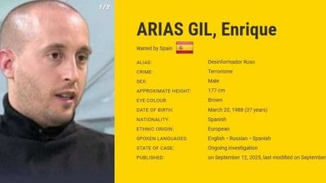 Un profesor español, entre los fugitivos más buscados de Europol por "delitos de sabotaje con finalidad terrorista" a favor de Rusia