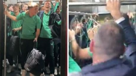 Locura en el autobús del Athletic en el aeropuerto: «Oh, oh, Yuri, te quiero cantar»