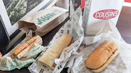 I ordered bacon, lettuce, and tomato sandwiches from Cousins Subs, Jimmy John's, and Subway. Only one chain let me down.