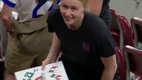 England stars cheekily celebrate with PIZZA in stands after dumping out Italy as fans say ‘something I can get behind’