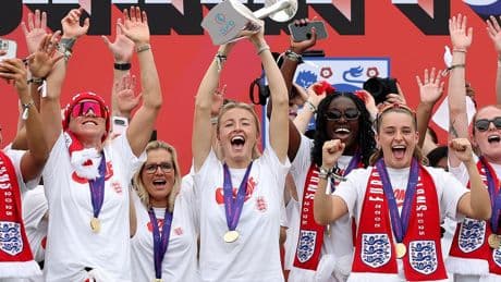 Lionesses ‘not done yet’, vows emotional Leah Williamson as England celebrate at Euros parade
