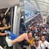 KIJK. Chaos voor aftrap: fans gooien met stenen naar elkaar en steken propaangas af in bomvolle metro’s