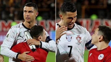 Cristiano Ronaldo sends heartwarming message to young mascot after child was moved to tears while walking onto the pitch with Portuguese superstar