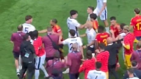 England U21s erupt in furious brawl with Spain as subs pile in and players held back
