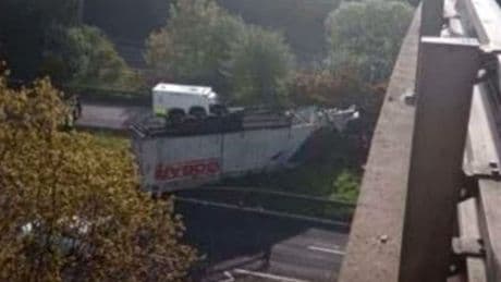 Lorry falls from M90 bridge near Perth in major incident