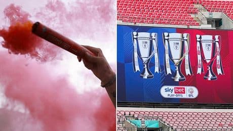 Football fans sent JAIL warning ahead of EFL play-off final weekend as authorities aim to clamp down on use of pyros at Wembley