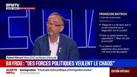 "Il ne me convainc pas", Robert Ménard, maire Divers droite de Béziers réagit à l'interview de François Bayrou