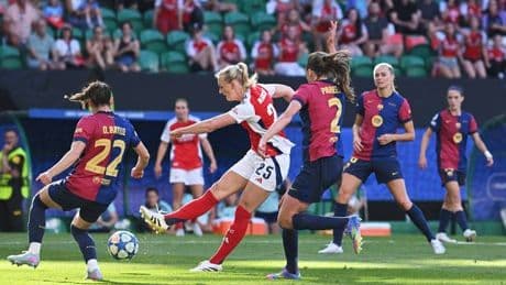 Arsenal women stun Barcelona to win Champions League and lift trophy