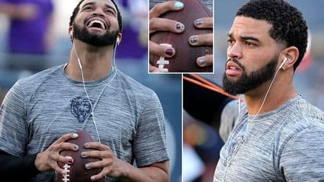 Caleb Williams sends poignant message with painted fingernails before Bears vs Vikings