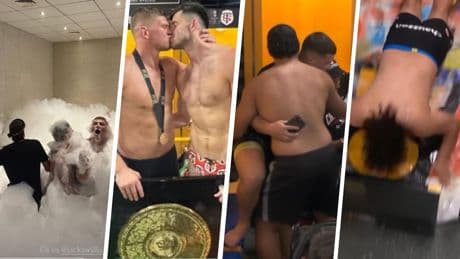 Top 14 : bain de mousse, glissades, baiser sur la bouche et chenille, les images d’un vestiaire toulousain survolté
