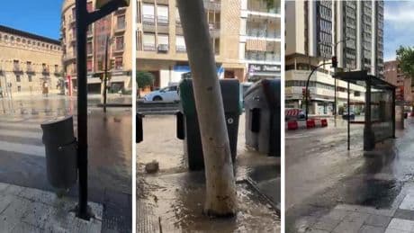 Un reventón inunda la avenida de César Augusto de Zaragoza: "Ha salido mogollón de agua en cuestión de tres minutos"