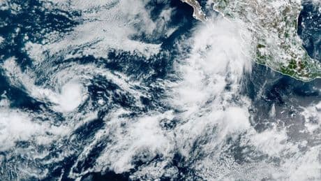 Hurricane Kiko and Tropical Storm Lorena gain strength over the eastern Pacific Ocean