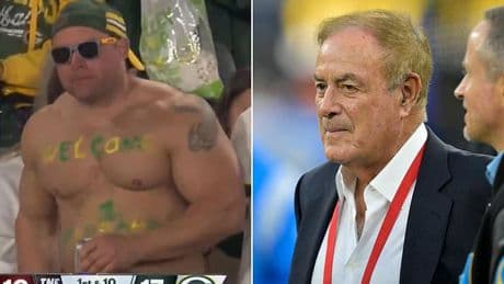NFL commentators left 'unimpressed' by ripped, shirtless Packers fan in the stands