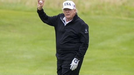 Trump plays golf as supporters urge him ‘don’t trust Starmer’