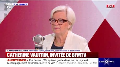 Loi sur la fin de vie: "Je souhaite que ce texte soit achevé avant la fin du quinquennat", assure Catherine Vautrin (ministre du Travail et de la Santé)