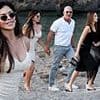 Lauren Sanchez struggles to keep her footing during double dinner date with husband Jeff Bezos as pair are joined by Leonardo DiCaprio and Vittoria amid $485m superyacht holiday