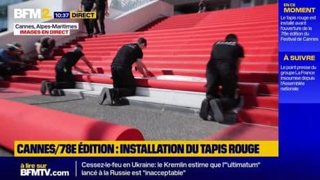 78e édition du Festival de Cannes: l'installation du tapis rouge a commencé
