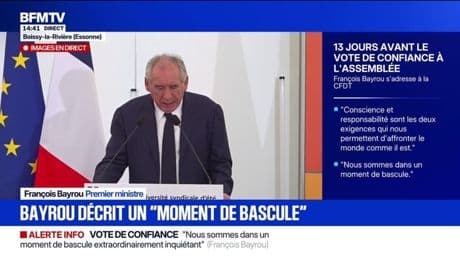 Vote de confiance: "C'est un moment de clarification et de vérité", estime François Bayrou