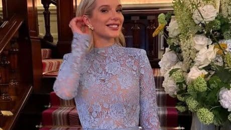 Helen Flanagan shows off the perfect  'something blue' dress with waist-cinching detail
