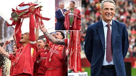 Liverpool fans rejoice at Alan Hansen 'looking so well' after recent health scare - as legendary Reds defender presents Premier League trophy to Virgil van Dijk at Anfield