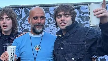 Oasis stars' children pose with Manchester City's Pep Guardiola in 'photo of the century'