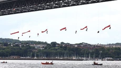 Forth Road Bridge closed as 10 Greenpeace activists hang from ropes