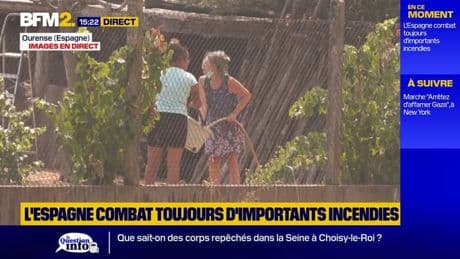 Les Espagnols face aux flammes en Galice