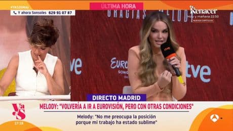 Sonsoles Ónega, descolocada al ser mencionada por Melody en su rueda de prensa
