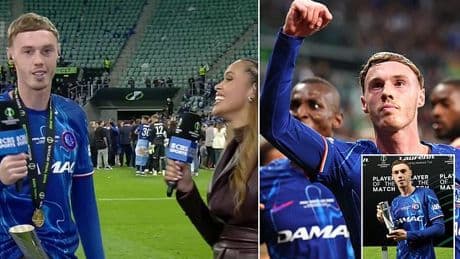 Cole Palmer's hilarious four-word reason for putting his player of the match award down his shorts leaves CBS host in stitches