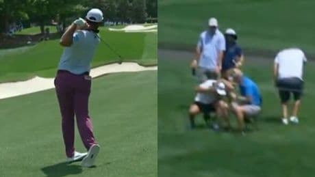 Jon Rahm shot strikes fan on the head as PGA Championship star produces perfect reaction