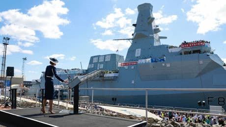 William says new warship 'screams UK power' - as Kate names it by smashing whisky bottle