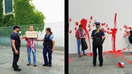 Farbattacke auf Bundeskanzleramt wegen „Genozid im Gazastreifen“