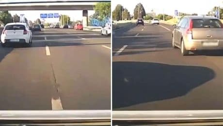 La imprudencia de varios conductores en una autovía dirección Madrid que está a punto de provocar un accidente: ”¿Qué velocidad es esa para ir circulando?”