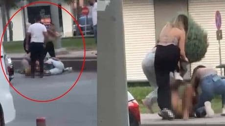 4 kız saç saça baş başa birbirlerine girdi