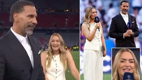Laura Woods drops F-bomb at Rio Ferdinand while covering Champions League final with TNT Sports as she shares hilarious unseen footage