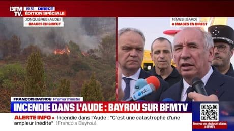 Incendie dans l'Aude: le Premier ministre, François Bayrou, indique des "moyens aériens constamment disponibles" pour lutter face aux flammes