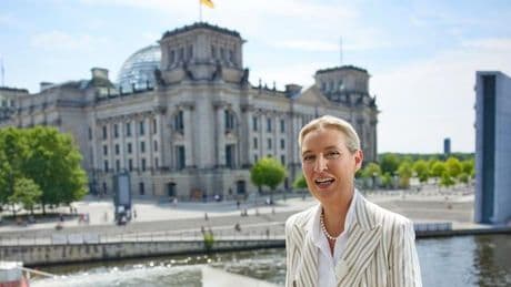 Sommerinterview: Weidel-Interview geht in Demo-Lärm fast unter