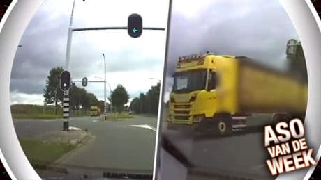 Bestuurder schrikt zich rot: raast vrachtwagen hier door rood licht?