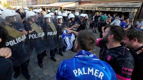Police use water cannon on fans after trouble ahead of Chelsea-Betis final