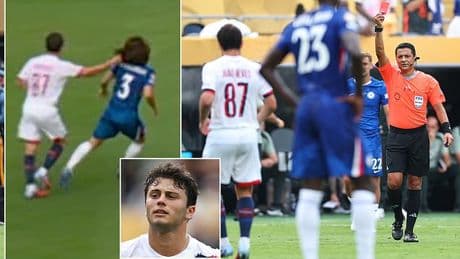 PSG's Joao Neves shown straight red card for pulling Marc Cucurella's hair as Chelsea ease to victory in Club World Cup final