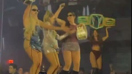WWE stars Liv Morgan and Kelly Kelly dance on stage in very risque outfits ahead of WrestleMania 41
