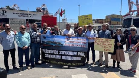 Nexoe Maersk gemisi protestosu: 'Mersin Limanı barışın limanı olmalıdır'