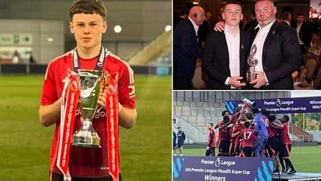 Wayne Rooney's son, Kai, scores brace for Man United's U15s in 3-1 final win over Chelsea - just weeks after stunning goal for academy side