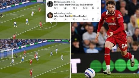 Who needs Trent Alexander-Arnold? Liverpool fans have the same reaction as Conor Bradley produces stunning assist against Brighton