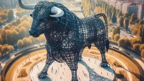Ophef om plan van Spaanse partij Vox voor 300 meter hoog beeld van stier: ’Nationaal symbool’
