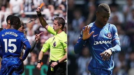 Nicolas Jackson SENT OFF after major headloss sees Chelsea star brutally elbow Newcastle rival Sven Botman - and furious Blues fans are all saying the same thing after 'horrendous' moment