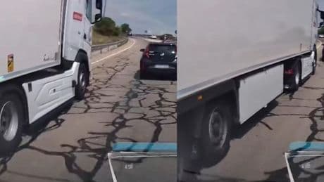 El temerario adelantamiento de un camión con semirremolque que casi provoca un accidente: “¿Este no se llamará Dominic Caminonetto?”
