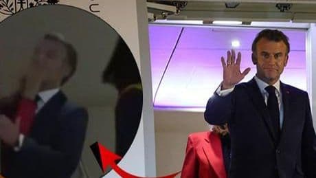 Macron'un uçağından şok görüntü! Eşinden tokat mı yedi? Elysee Sarayı'ndan açıklama